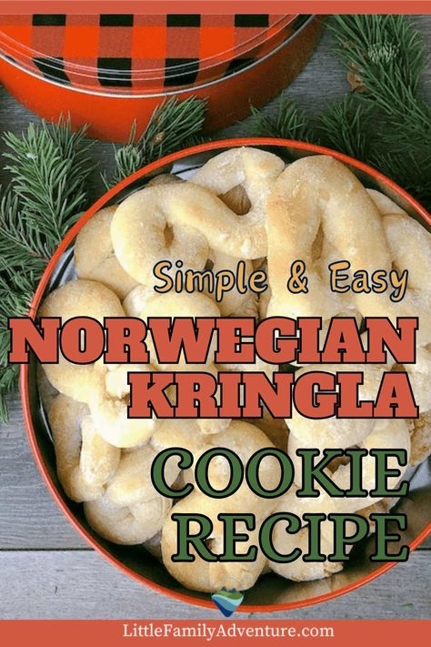 Kringla - Traditional Norwegian Cookies - Recipe and easy to follow steps on how to create these soft sugar cookies from scratch. #cookies #holiday #baking #sugarcookies Welch Cookies Recipe, Gluten Free Norwegian Recipes, Kringla Recipe Norwegian, Norwegian Christmas Food, Kringla Recipe, Norwegian Christmas Cookies, Rosettes Cookie Recipe, From Scratch Cookies, Norwegian Cookies