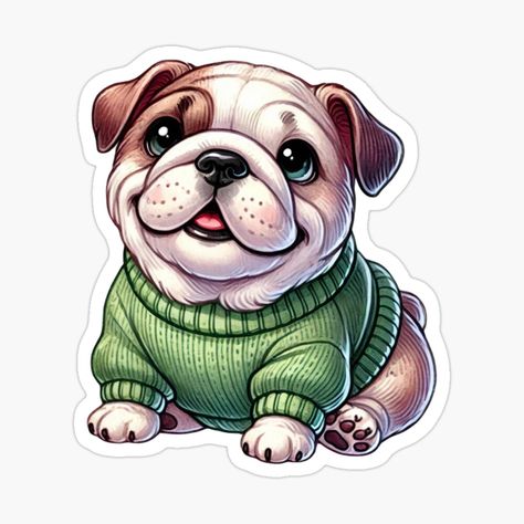 Get my art printed on awesome products. Support me at Redbubble #RBandME: https://www.redbubble.com/i/sticker/English-Bulldog-by-Happy-Place-OM/165539642.EJUG5?asc=u French Bulldog Cartoon, English Bulldog Art, Bulldog Drawing, Bulldog Clipart, Bulldog Mom, Cute Bulldogs, Bulldog Art, British Bulldog, English Bulldog