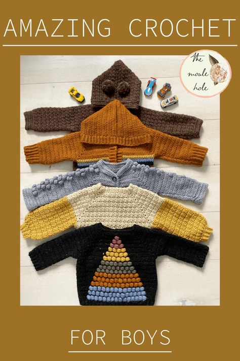 Easy Free Crochet Patterns, Easy Crochet Cardigan Pattern, Toddler Crochet Patterns, Easy Crochet Cardigan, Crocheting For Beginners, Boy Crochet Patterns, Crochet Patterns Ideas, Crochet Baby Sweater Pattern, Kids Crochet Pattern