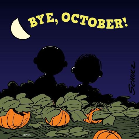 Bye, October! Snoopy October, Bye October, Goodbye October, Snoopy Classroom, October Images, Peanuts Halloween, Snoopy Halloween, Hello November, Peanuts Characters