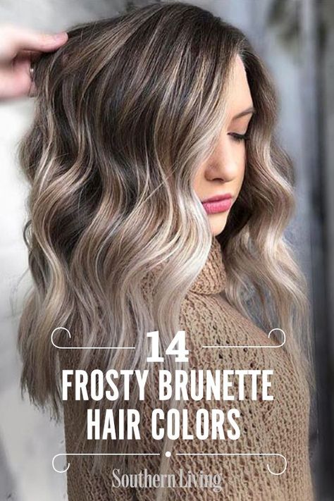 We have trendy winter brunette hair colors like smoky brown hair, frosted mocha hair, ashy beige hair, and espresso hair. These versatile winter hair colors are everything we want this year. Winter is begging to see you in one of these 14 cool brunette hair colors. #haircolor #brunette #winterhair #coolbrunettehair #winterbrunettehaircolor #southernliving Winter Bayalage Light Brown Hair, Haircolor Ideas 2022 Winter, Hoc Winter Hair Color, New Hair Color Trends 2022 Brunette, House Of Color Winter Hair, Hoc Winter Hair, Winter 2022 Hair Color Trends Brunette, Brunette Fall Hair 2023 Highlights, New Hair Color Ideas For Brunettes 2023