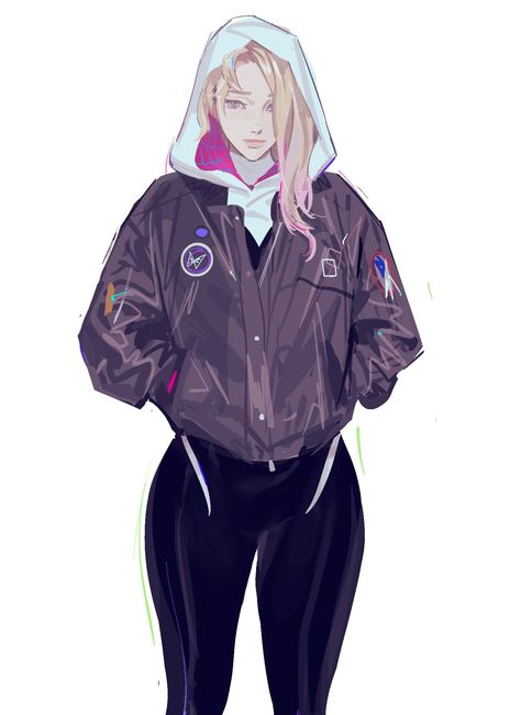 Spider Gwen Fanart, Spider Verse Gwen, Gwen Stacy Fanart, Spiderman And Gwen, Blonde Characters, Spider Gwen Art, Spiderman And Spider Gwen, Marvel Spider Gwen, Character Hair