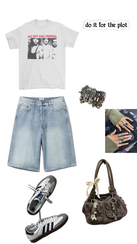 light jeans e shirt #redhotchilipeppers Jorts Outfit, Light Jeans, Red Hot Chili Peppers, Fashion Inspo, Clothes