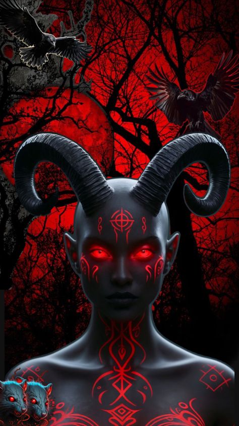 Demon Artwork, Glowing Red Eyes, Black Horns, Calendar Designs, Female Demons, Demon Eyes, Dark Fantasy Artwork, Gothic Fantasy Art, Wall Art Posters