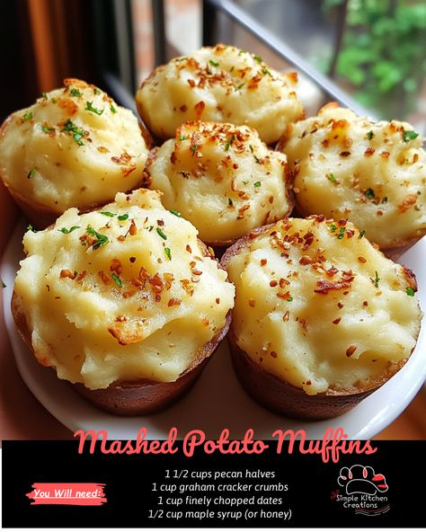 Looking for a new way to enjoy mashed potatoes? Try these tasty Mashed Potato Muffins! Perfect for a side dish or snack, these muffins are sure to be a hit with the whole family. Check out the recipe on our Pinterest board for a delicious twist on a classic favorite. #mashedpotatoes #recipeidea #comfortfood #muffins #sidedish. Mashed Potatoes In Muffin Tin Recipe, Muffin Tin Mashed Potatoes, Potatoe Appetizers For Party, Mashed Potato Muffins, Potatoes In Muffin Tin Recipe, Mashed Potato Muffins Recipe, Leftover Mashed Potato Recipes, Kids Dinners, Toddler Muffins