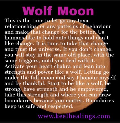 Here is a little discription of what the wolf full moon means Full Wolf Moon 2024, Wolf Moon Ritual, Wolf Moon In Leo, Full Moon Meaning, Full Wolf Moon Spells, February Full Moon, Wolf Moon Correspondences, Wolf And Moon Poem, Full Wolf Moon