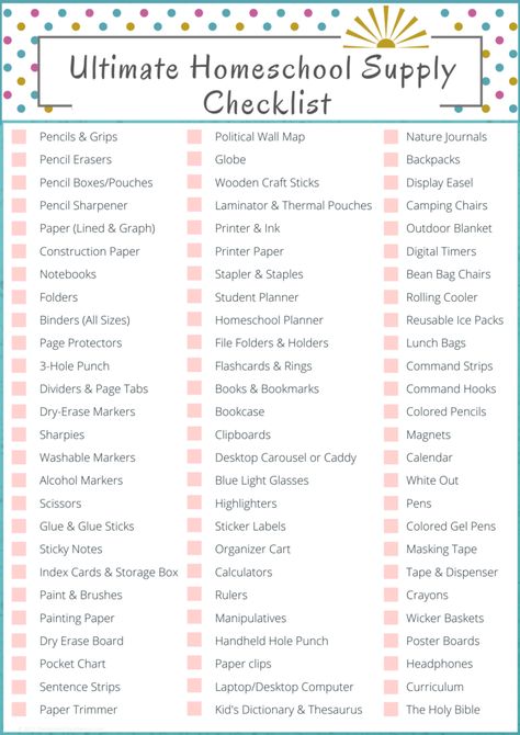 FREE Ultimate Homeschool Supply Checklist Printable Prek Homeschool Supplies, Homeschooling Must Haves, Homeschool Supplies List, Home School Supplies List, Homeschool Supply List, Auntie Things, Homeschool Checklist, Homeschool Student Planner, Home School Supplies