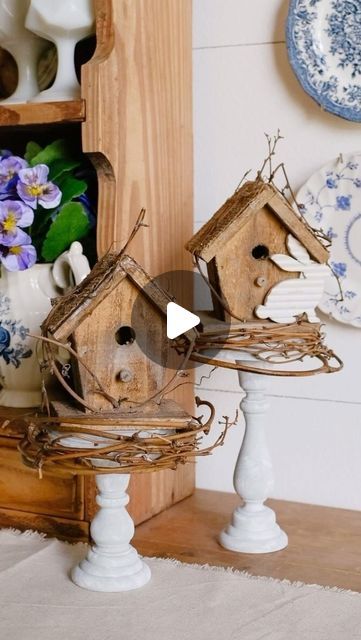 Factory Direct Craft on Instagram: "Handmade Birdhouse Candlesticks for Springtime🐣

📸 by @camelotartcreations
#springstyle  #easterdecorations #springdecorations #springideas #diyonabudget #simplystyleyourspace #simplymade #easydiy  #happyhome  #budgetdiy #madeeasy #craftoftheday #letsgetcrafty #craftingmadeeasy #springholiday  #diy #crafting #craft  #homestyle #styleinspiration  #birdhouse #candlestick #candlesticks #wooddesign #woodworker #woodworkingproject #grapevine #grapevines" Handmade Birdhouses, Spring Holidays, Factory Direct Craft, April 16, Birdhouse, Wood Design, Easter Decorations, Bird Houses, Spring Decor