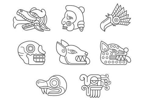 Aztec Symbols, Mexican Art Tattoos, Mayan Symbols, Procreate Ipad Tutorials, Native American Patterns, Mayan Art, Aztec Tattoo, Aztec Calendar, Animal Symbolism