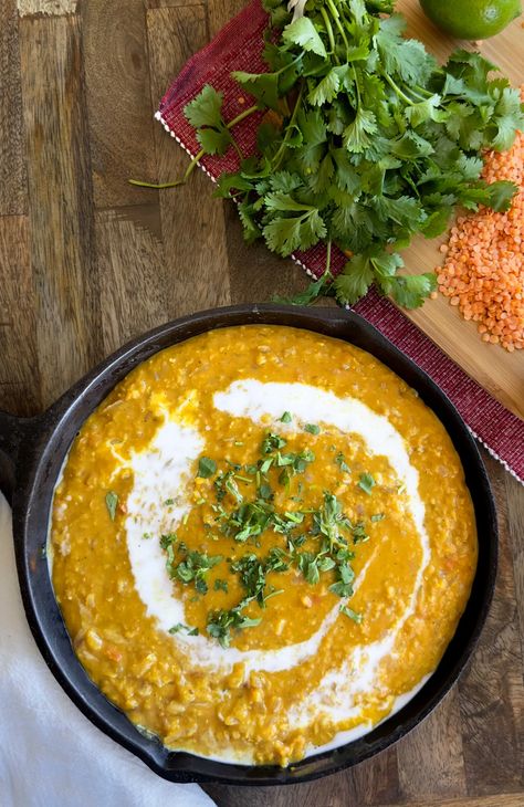 Our favorite red lentil dahl recipe with coconut milk to make is super creamy. This authentic Indian recipe uses ingredients you can find at your local grocery store and is ready in 20 minutes! Lentil Dahl Recipe, Red Lentil Dahl Recipe, Lentil Recipes Indian, Red Lentil Dahl, Recipe With Coconut Milk, Dahl Recipe, Lentil Dahl, Cucumber Raita, Indian Recipes Authentic