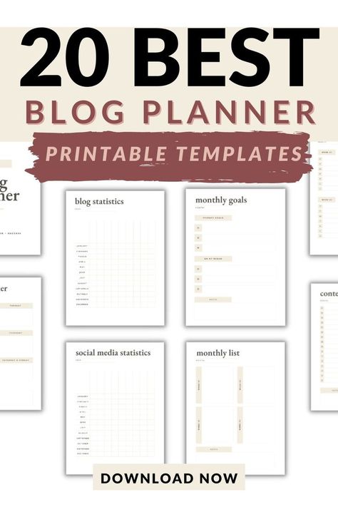 20 best blog planner printable templates Blueprint Symbols, Blogging Templates, Blogger Planner, Blog Planner Printable, Blog Content Planner, Office Organization At Work, Blog Planning, Inspirational Printables, Content Planner