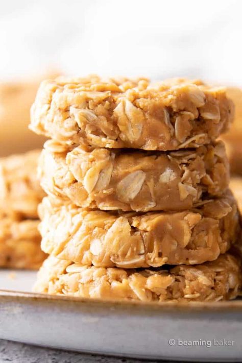 Beaming Baker, Peanut Butter No Bake Cookies, Bake Sweets, Gf Cookies, No Bake Cookie Dough, 3 Ingredient Cookies, Small Batch Baking, Peanut Cookies, Peanut Butter No Bake