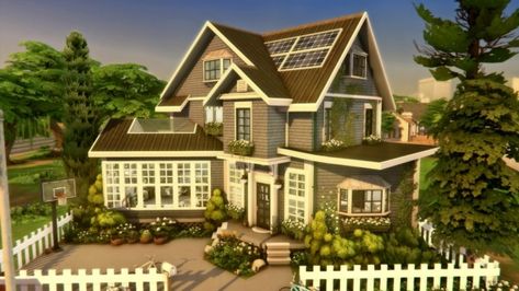 Blue Suburban House Sims 4, Blue Suburban House, Suburban House Sims 4, Sims 4 Family House, Lotes The Sims 4, Suburban Home, Sims 4 Family, Sims Houses, Sims Builds