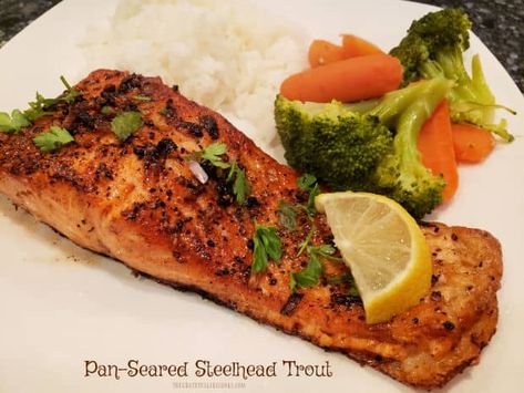 Pan-Seared Steelhead Trout - The Grateful Girl Cooks! Steel Head Trout, Steel Head Trout Recipes, Steelhead Recipes, Trout Fillet Recipes, Steelhead Trout, Trout Recipes, Seafood Entrees, Girl Cooking, Browned Butter