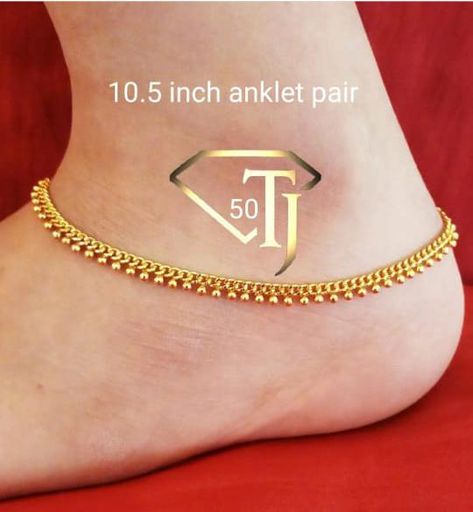 Gold Pattilu Designs, Gold Payal Design Indian Anklets, Gold Leg Chain Design, Payal Gold Design, Gold Anklet Designs Kerala, Gold Payal Design Simple, Payal Designs Gold, Gold Payal Design, Gold Anklets Indian