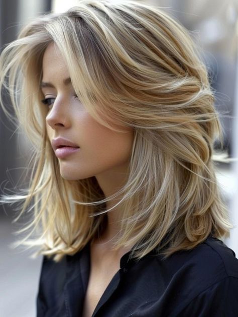 Long Bob Haircuts Blonde Shoulder Length, Blond Shoulder Length Hair With Layers, Medium Length Layered Blonde Hair, U Shaped Layers Long Hair, Shoulder Length Blonde Haircuts, Best Hair Length For Face Shape, Blonde Hair Shoulder Length Ideas, Long Blonde Bob Hairstyles, Shoulder Length Haircut 2024