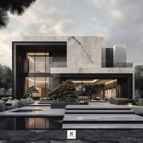 House Exterior Modern Minimalist, Open Spaces House, Exterior Contemporary Homes, Modern Aesthetic House Exterior, Futuristic Home Exterior, Modern House Design Exterior 2024, Grey Aesthetic House, Modern La House, Modern House Design Interior 2024