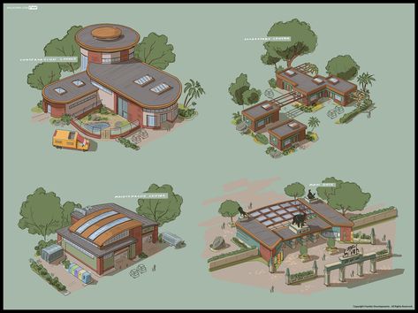 Modern zoo facility design Planet Zoo Layout Ideas, Zoo Building, Zoo Layout, Zoo Boo, Zoo Games, Zoo Inspiration, Zoo Map, Zoo Tycoon, Zoo Design