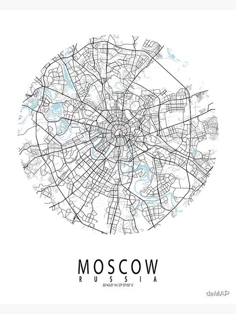 "Moscow City Map of Russia - Circle" Poster for Sale by deMAP | Redbubble Map Of Russia, Circle Poster, Russia Map, Circle City, City Posters, Circle Map, Map Wall Art, City Maps, Map Poster