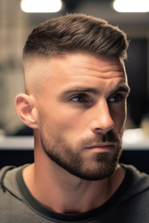 The scissor fade with a side-swept top offers a classic yet versatile look. It’s an excellent choice for those with thick hair. Click here to check out more stylish men’s fade haircuts & hairstyles. Men’s Short Haircut Styles, High Fade Side Part Men, High Fade Haircut Mens Short Top, Side Part Fade Hairstyles Men, Mens High Fade Haircut, High Fade Haircut Mens, Short Mens Haircut, Scissor Fade, Crew Cut Fade