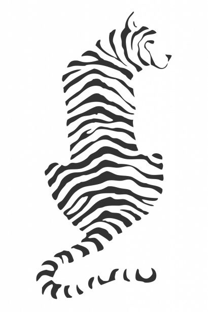 Black and white illustration of a sitting tiger showing off his lovely stripes clipart isolated on white background Tiger Stencil, Tiger Silhouette, Fierce Tattoo, Art Tigre, Tiger Illustration, Animal Stencil, Soyut Sanat Tabloları, Tiger Art, Tiger Tattoo