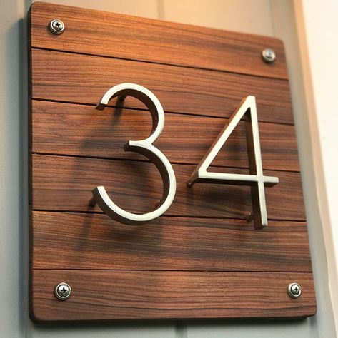 17 Likes, 3 Comments - Christopher Stephenson  (@christopherandcowoodcraft) on Instagram: “House number completed with Rosewood planks. Beautiful color and rustic meets modern feel” Creative House Number Ideas, House Numbers Ideas Outdoor, House Numbers Ideas, House Number Design, House Number Ideas Outdoor, House Number Ideas, House Numbers Modern, Rustic Meets Modern, Modern House Numbers Sign