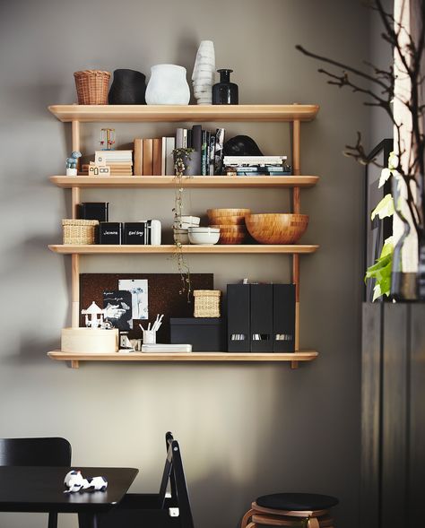 LISABO Wall shelf, ash veneer, 46 1/2x11 3/4" - IKEA Ikea Gladelig, Ikea Lisabo, Country Kitchen Shelves, Ikea Inspo, Yellow Home Accessories, Ikea 2021, Walk Through Closet, Shallow Shelves, Ikea New