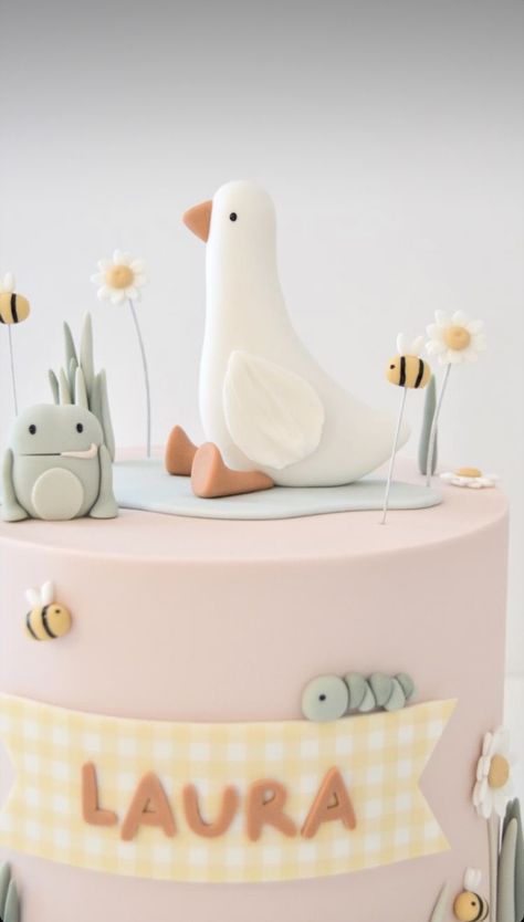 Duckling Cake Ideas, Goose Cake Topper, Duck Duck Goose Birthday Party, Silly Goose Cake, One Silly Goose Birthday Cake, Duck Cakes Birthday, Goose Birthday Cake, Goose Cake, Ducky Cake