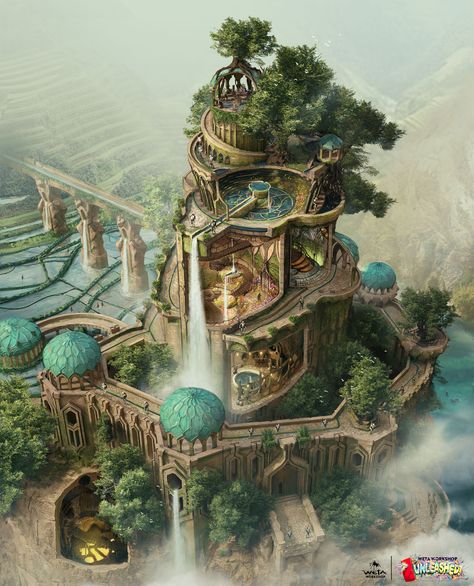 Bangunan Minecraft, Weta Workshop, My Fantasy World, Castle Designs, Fantasy City, Fantasy Castle, Fantasy Setting, Fantasy Places, Futuristic City