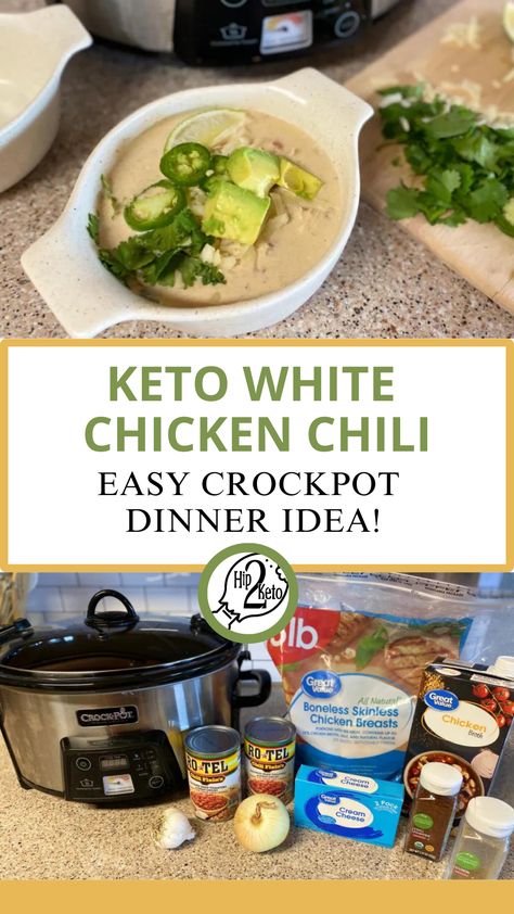 Crockpot Keto White Chicken Chili, Low Carb White Chicken Chili Crockpot, Keto Friendly Crockpot Recipes, White Chicken Chili Low Carb, Chili Easy Crockpot, White Bean Chili Crockpot, Low Carb Chicken Chili, Low Carb White Chicken Chili, Keto Chicken Chili