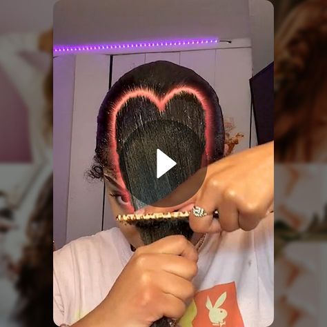 Heart Side Part Ponytail, Heart Swoop Bun, Heart Slick Back Ponytail, Hairstyles To Do With Your Natural Hair, How To Do A Heart Part In Hair, Heart Slick Back, Heart Side Part, Heart Part Hairstyle, Slick Back Ponytail Hairstyles