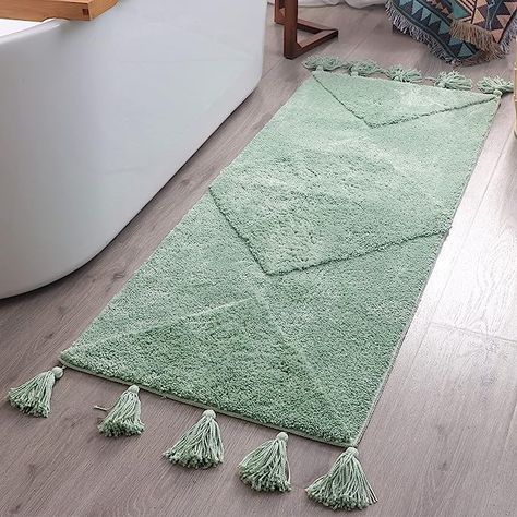 Mint Green Bathroom Rugs, Sage Green Runner Rug, Green Kitchen Runner Rug, Bathroom Decor Bath Mats & Rugs, Green Rug Bathroom, Green Bathroom Mat, Long Bathroom Rug, Mint Green Bathrooms, Green Bathroom Rugs