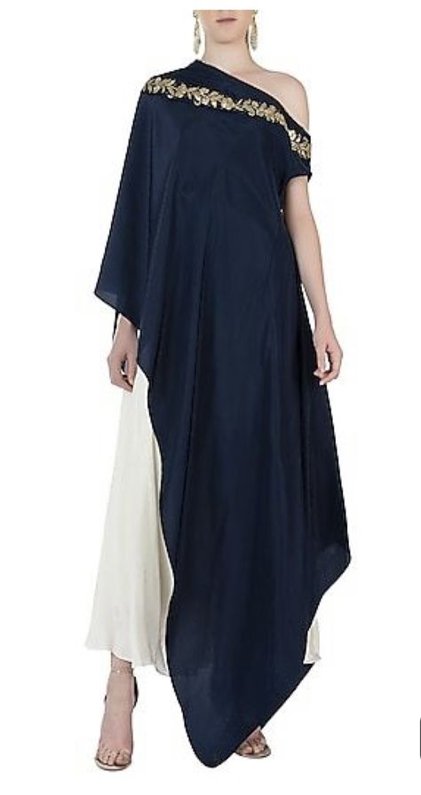 One Shoulder Cape Dress, Necklaces Amazon, Shoulder Cape Dress, One Shoulder Cape, Stile Casual Chic, Shoulder Cape, Dhoti Pants, Stylish Party Dresses, فستان سهرة