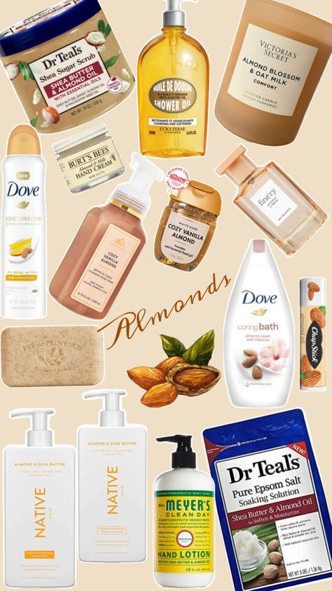 Self care products smell good all day, how to smell like almonds, how to smell good all day, #almonds, #bodylotion, #shampooandconditioner, #perfume, #soap, #deodarant, #shavingcream, #bodyscrub, #showerproducts, #selfcare Scent Routine, Self Care Products Smell Good, Smell Good All Day, How To Smell Good, To Smell Good, Free T Shirt Design, Smelling Good, Almond Blossom, Shower Oil