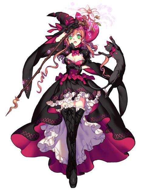 Embedded image Anime Witch Outfit Design, Magical Girl Ideas, Cute Witch Character Design, Witch Character Design, Anime Witches, Witch Anime, Witch Characters, Anime Witch, Witch Design