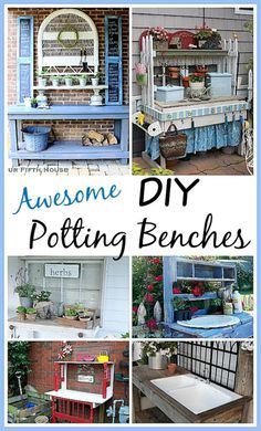 Potting Bench Ideas Diy, Diy Potting Table, Potting Benches Diy, Garden Diy Decoration Ideas, Garden Potting Bench, Potting Bench Ideas, Diy Potting Bench, Potting Bench Plans, Potting Station