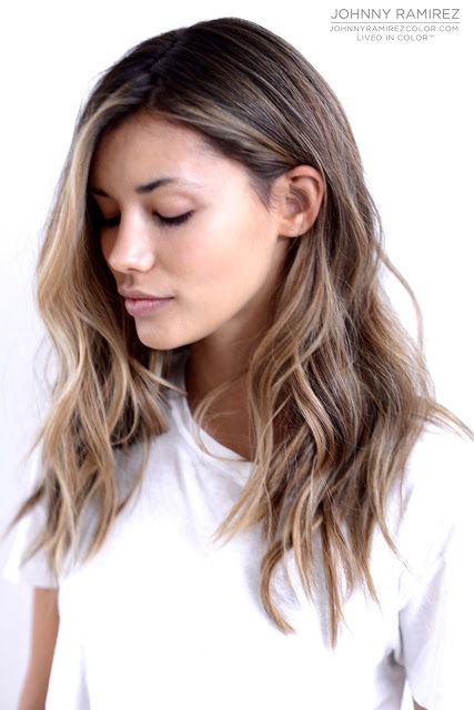 Hair Color by Johnny Ramirez - Thinking about this when I get out to LA this year... Brunette Ombre, Hair Brunette, Haircut Styles, Long Brown Hair, Hair Color And Cut, Mid Length Hair, Summer Hair, Hair Colour, Blonde Highlights