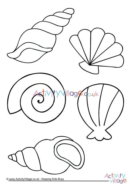 Sea Shell Coloring Pages, Seashell Template Free Printable, Shell Template, Seashells Template, Hawaiian Crafts, Shark Themed Birthday Party, Sea Quilt, Turtle Decor, Classroom Art Projects