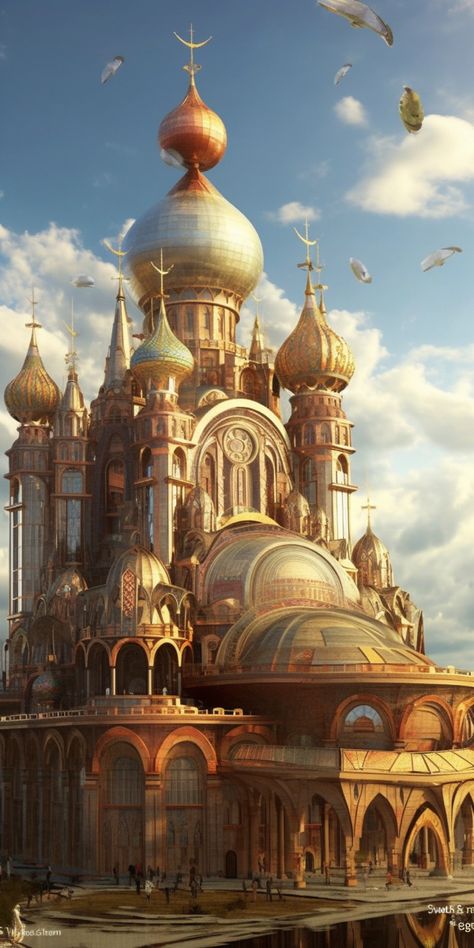 Fantasy Russian City, Russian Fantasy Art, Megabase Ideas, Essay Writing Websites, Russian Castle, Alien Architecture, Architecture Futuristic, Writing Websites, Fantasy World Map