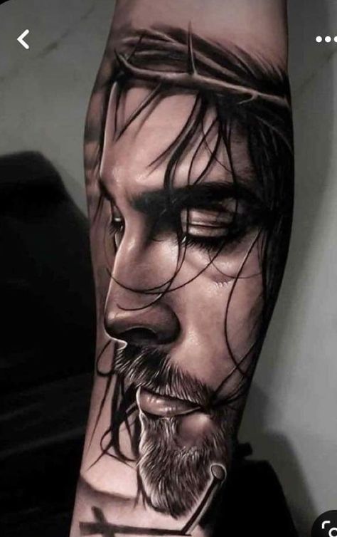 Jesus Tattoo Sleeve, Religous Tattoo, Christus Tattoo, Jesus Christ Tattoo, Jesus Tattoo Design, Biblical Tattoos, Chicano Tattoos Sleeve, Christ Tattoo, Mary Tattoo