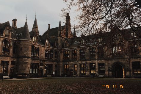 Glasgow Scotland University, Dark University Aesthetic, Scotland University Aesthetic, University Of Glasgow Aesthetic, Glasgow University Aesthetic, Old University Aesthetic, Scotland University, Scotland Autumn, Aesthetic University