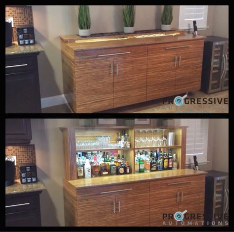 Hidden Liquor Cabinet Ideas, Hidden Alcohol Storage, Hidden Liquor Cabinet, Hidden Bar Cabinet, Tv Lift, Hidden Bar, Bar Cabinet, How To Show Love, Wood Working