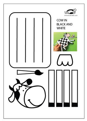 krokotak | COW IN BLACK AND WHITE Cow Craft, Farm Animal Crafts, Paper Weaving, Animal Crafts For Kids, Senior Gifts, Camping Crafts, Math For Kids, Animal Crafts, Preschool Art