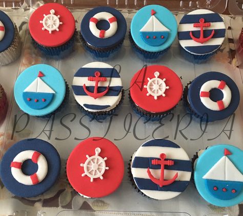 Boat Cupcakes, Nautical Cupcakes, Nautical Cakes, Nautical Cupcake, Joe 90, Baby Birthday Party Theme, Nautical Cake, Sweet Corner, Nautical Themed Party