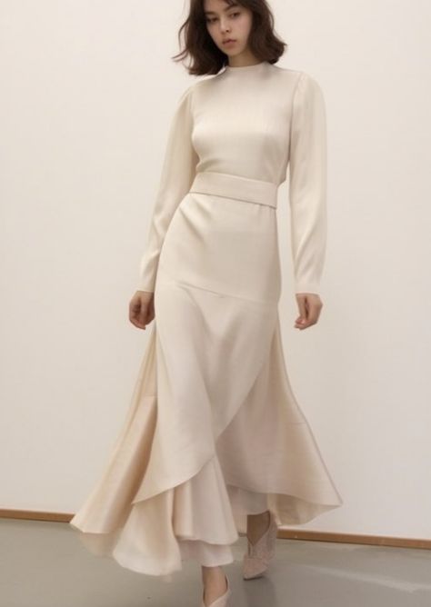 Modest dress, bridal dress Modest Feminine Outfits, After Party Dress, Modest Long Dresses, Grad Outfits, Flower Blouse, Fancy Dresses Long, Boat Neck Dress, Fantasy Dresses, Modest Dress