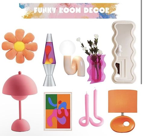 Eclectic Room Decor, Funky Room Decor, Groovy Room, Eclectic Room, Funky Room, Retro Room Decor, Room Decor Pink, Colorful Eclectic, Preppy Decor