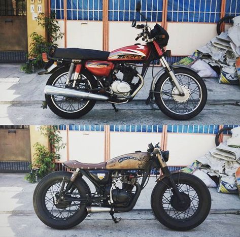 #hondacaferacer #Tmx125 #bratstyle #cafe Racer Tmx 125 Cafe Racer, Cafe Racer Parts, Brat Bike, Motor Klasik, Perjalanan Kota, Honda Scrambler, Racer Motorcycle, Brat Style, Cafe Racer Motorcycle