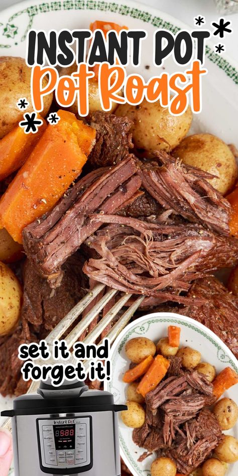 This juicy pot roast, is just like the traditional pot roast with a ton of flavor, except the Instant Pot cooks it much faster and there's less dishes to clean! Italian Beef Roast, Potroast Instantpot, Instant Pot Italian Beef, Instant Pot Pot Roast Recipe, Instant Pot Roast, Pressure Cooker Pot Roast, Instant Pot Italian, Instant Pot Pot Roast, Best Pot Roast