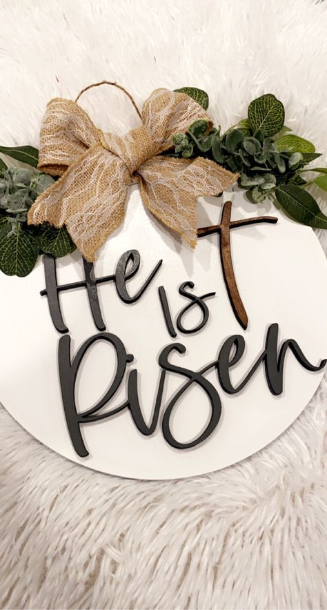 Excited to share the latest addition to my #etsy shop: He is Risen Door Hanger | Spring | Easter Door Hanger | Door Hanger He Is Risen Door Hanger, Minimalist Front Door, Easter Door Hanger, Swap Gifts, Door Signs Diy, Spring Decor Diy, Easter Door, Wreath Easter, Bunny Decor