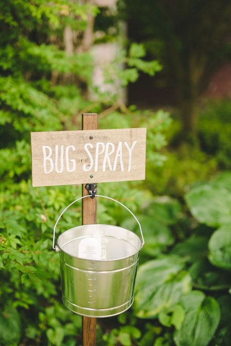 Fun Wedding Decor, Rustic Wedding Decorations, Bug Spray, Outdoor Wedding Decorations, Lake Wedding, Outside Wedding, Marriage Ceremony, Outdoor Wedding Ceremony, Wedding Party Decorations